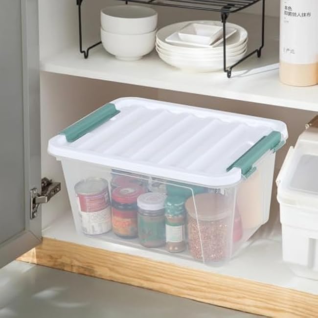 Quickquick 20 Quart Plastic Clear Latching Box, 6-Pack Clear Storage Box