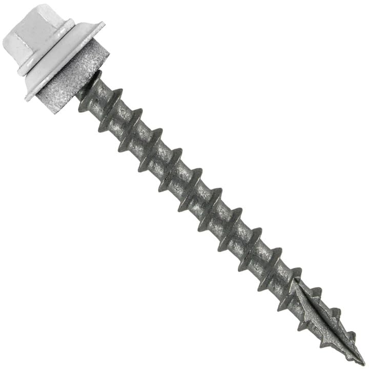 12 x 2-1/2' ABC Gray Metal Roofing Screws for OSB and Plywood - Galvanized Metal to Wood Type 17 Tip...