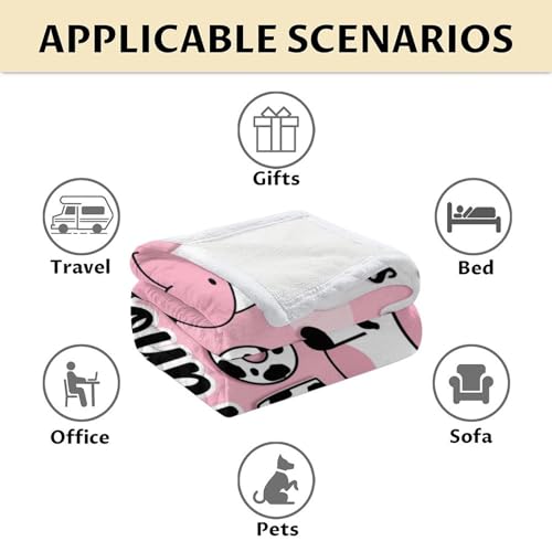 Mercuryelf Custom Cow Throw Blanket - Soft, Fuzzy & Warm - 30x40 Inches Small Blankets for Lap, Crib - Pink Cute Throws Gift for Kids