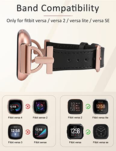 Correa de cuero para Fitbit Versa 2, diseño elegante miniatura 3