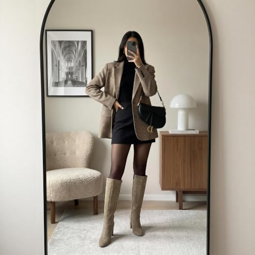 Image of Modatope Knee High Boots for Women Chunky Heel Rounded Toe Tall Boots | 2026 Fashion Winter Fall Boots for Women,Side Zipper PU Leather Long Dress Boots, Block Heel Tall Boots