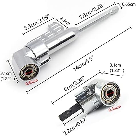 ieron 105 Degrees 1/4 Inch Right Angle Drill Adapter Hex Shank Screwdriver Angled Bit Holder Quick Change Drive Magnetic Bit Socket for Tight Space (Long + Short 2 Pack) - Image 2