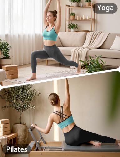Image of VEQKING Strappy Cross Back Sports Bra for Women Removable Padded Yoga Bras