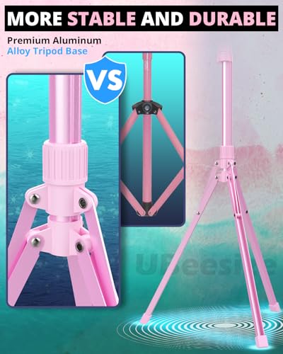 Image of UBeesize 12'' LED Ring Light with 62'' Tripod Stand and Magnetic Phone Holder, Selfie Ring Light for Video Recording, Live Streaming, Compatible with iPhone & Android (Pink)