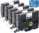 WEEMAY 5 Pack Satin Ribbon Tape Compatible with Brother Label Ribbon 12mm 0.47' TZe-R231 TZe-R234 TZe-RE34 TZe-RN34 TZe-RW34 for Ptouch Embellish Ribbon & Tape Printer PTH110 PTD210 PTD215e PTD400AD