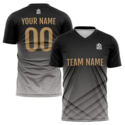 Custom Soccer Jersey Kids Adults Personalized Soccer T-Shirts with Team Name Number Logo (Gradient...