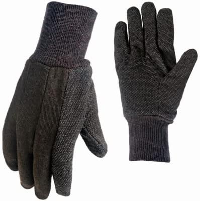 True Grip 9116-26 Dot Jersey Gloves, Brown Cotton, Men's M - Quantity 6