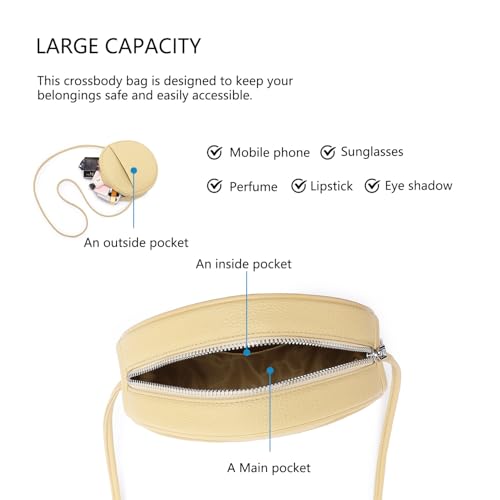 Image of Circle Crossbody Bag for Women NYLON Circle Purse with Zipper Adjustable Knot Shoulder Straps