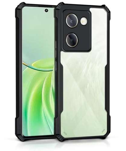 Image of Bintage Back Cover Clear E agle Smoke Case Compatible Model for Vivo V2401 / Y200Pro 5G | Raised Edges I paky |Imported Flexible TPU Bumper Scratch & Camera Protection - Black