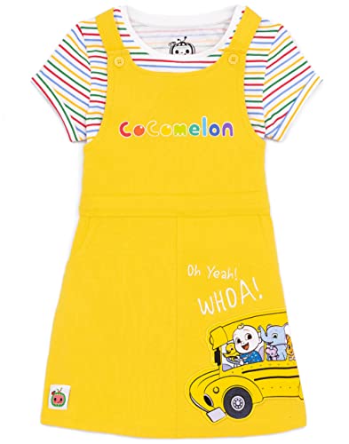 CoComelon Pinafore Dress Kids Toddlers Girls T-Shirt Dungaree Outfit