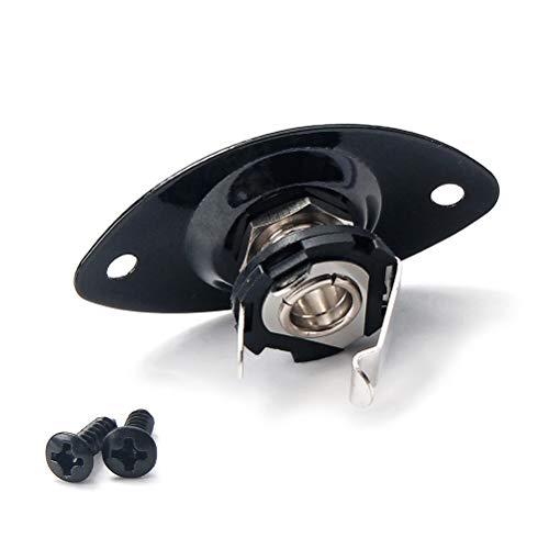 SUPVOX Prise Jack Guitare Noire Avec Plaque Métallique Ovale - Inclus Jack 6.35 Mm Et Vis De Montage Accessoire Durable Pour Guitare Électrique Et Basse – vue 2