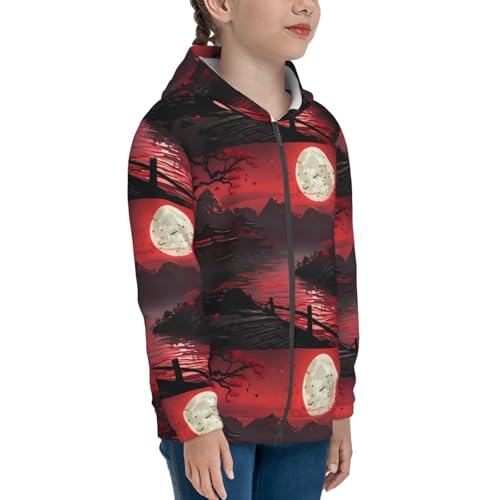 Riverside Full Moon Kids Pullover Hoodies Boys Zip Up Sweatshirts Girls Athletic Clothes with Pocket4