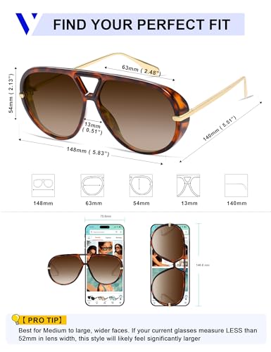 Image of VANLINKER Oversized Trendy Polarized Aviator Sunglasses for Women Men Retro Round Sunglasses Vintage Shield Shades VL9798