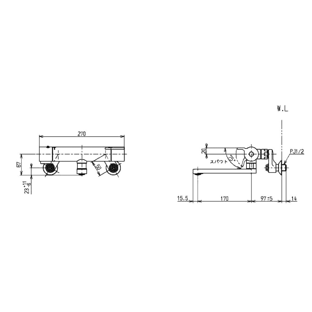 Amazon | TOTO 浴室用 壁付サーモスタット混合水栓 TBV03421J シール