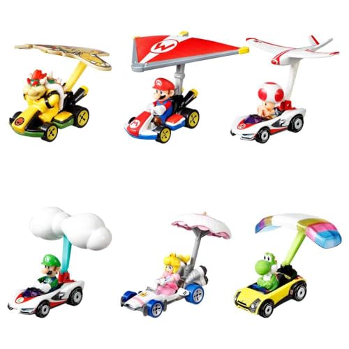 Hot Wheels Mario Kart Princess Peach en B-Dasher Kart miniatura 6