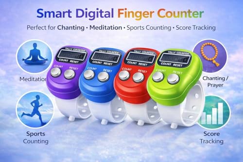 Image of 10 PCS Digital Finger Counter with Adjustable Strap & LCD Display | Electronic Hand Tally Counter with Reset Button for Japa, Chanting, Meditation, Prayer, Sports, Golf, Knitting & Score Tracking