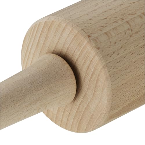 Foto von Original Kaiser Classic Nudelholz 47 x 6,5 cm, Teigroller, Wellholz, Buchenholz, Leichtlauf-Gleitlager, breite Ausrollfläche, Beige