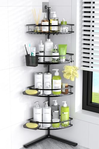 Aitatty Corner Shower Caddy Standing: 4-tier Rustproof Shower Organizer Shelf - Floor Shower Corner Shelf for Bathroom Renters Apartment & Dorm