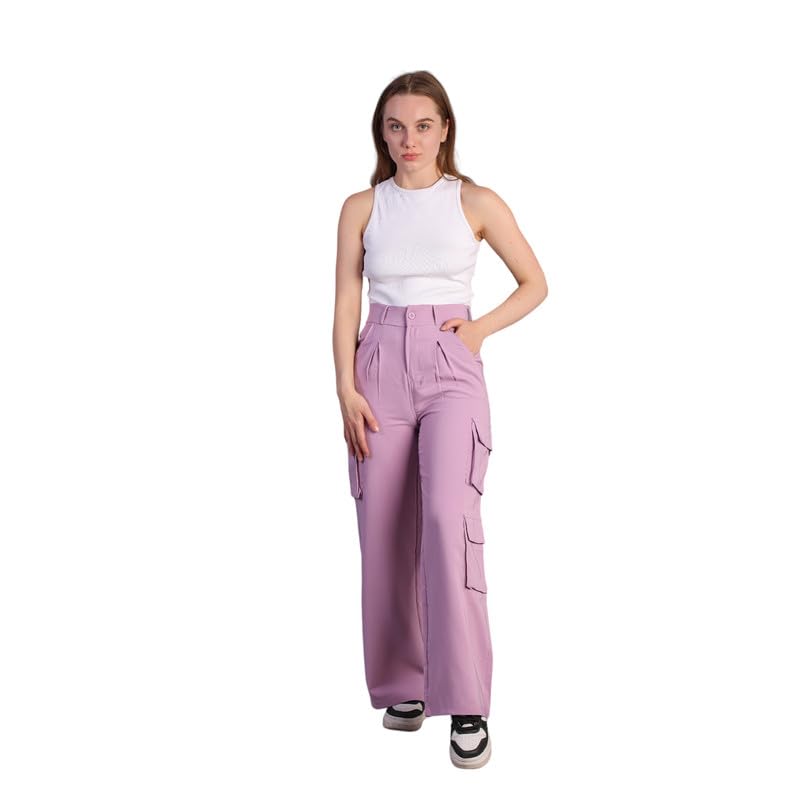 Image of HIGH Buy Women Korean 5 Pocket Cargo Comfort and Styles Baggy Super Lycra Pants for Women and Girls - Perfect High Waist Trousers for Women