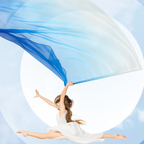 Image of Jecery 2 Set Praise Dance Flags, White-blue-navy Blue, 55'' X 78 inch