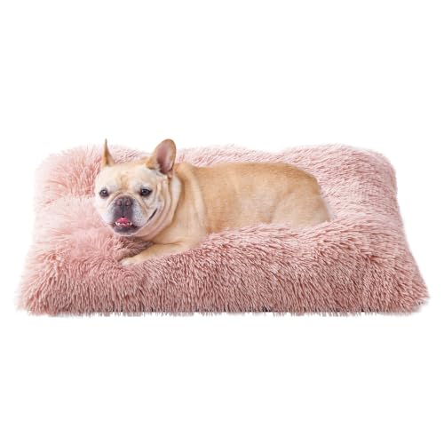 EHEYCIGA Fluffy Dog Crate Bed for Medium Dogs, Plush Crate Pad, Pink Deal
