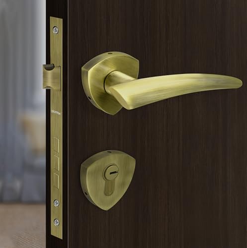 Image of Plantex Fully Brass Door Lock with 3 Years of Warranty /Main Door Lock for Home /Mortise Lock for Door - Main Door Lock Set (Sumer-3059, Brass Antique)