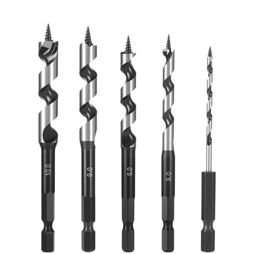 ROGAPER 木工用ドリルビット 5本セット(3.0/6.0/8.0/9.0/10.0mm)ドリル刃 ドリルセット 穴あけドリル 電動ドリルビット 中炭素鋼 六角軸 木工、軽金属、コンパネ、合成樹脂、プラスチックに適用