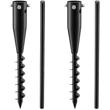 Beach Umbrella Sand Anchor 2 Pack - Black Heavy Duty Outdoor Umbrella Holder No Dig Ground Umbrella Base - Sturdy and Reliable 2.3 Inner Diameter