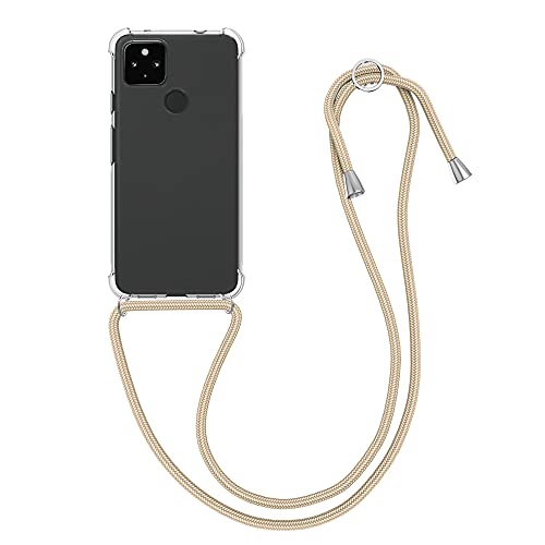 kwmobile Carcasa Compatible con Google Pixel 4a 5G Funda con Cuerda - Funda con Correa Colgante - Cordón Ajustable - Bordes elevados