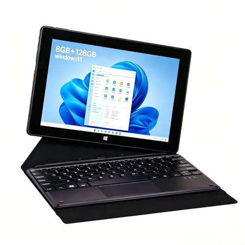 Tableta 2 en 1 Windows 10.1" con 8GB RAM y 128GB ROM, PC portátil con CPU Intel, pantalla táctil IPS FHD 1280x800, Mini HDMI, 5G WiFi, Bluetooth, USB 3.0, cámaras duales y teclado