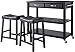 Crosley Furniture Portable Kitchen Cart with Solid Black Granite Top and 24-inch Upholstered Saddle Stools - Black