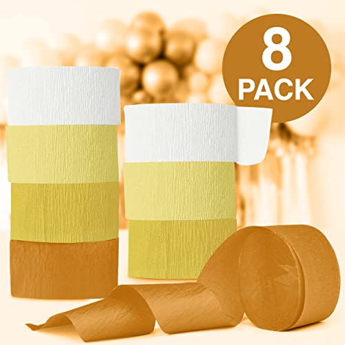 Yellow Crepe Paper Streamers, Yellow Party Decorations - 8 Large Rolls, 2In X 120Ft Each Roll - Decorative Creped Roll For Birthday, Wedding, Backdrop Or Photo Booth Decoration And Flower Making #TOP2