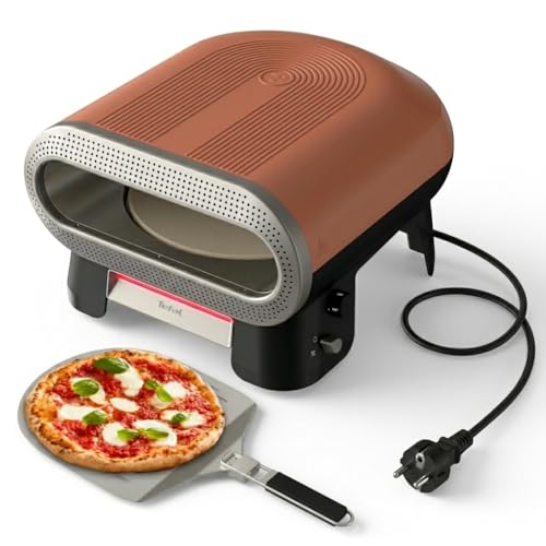 Tefal Pizza Pronto, Four à pizza électrique d'extérieur, Pierre rotative automatique, Jusqu'à 400°C, Multifonctions 4 Températures, Pelle à pizza incluse, JM600TE0