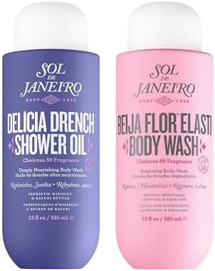 Moistuizing Shower Duo | Delicia Drench Shower Oil & Beija Flor Elasti Body Wash | Cheirosa 59 & 68 | 13 fl oz.