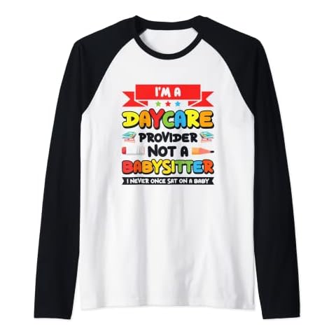 Funny Daycare Provider Children Education Childcare Teacher Raglan Baseball Tee Cover