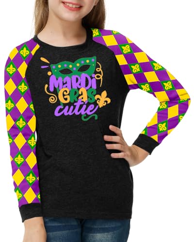 Image of Remimi Girls Thanksgiving Shirts Buffalo Plaid Raglan Tee Cute Turkey Holiday Party Long Sleeve Tshirt 5-14 Years