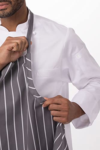 Chef Works Unisex English Chef Apron, Grey W/ Wht Stripe, One Size - Thumbnail 5