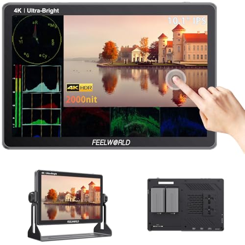 Image of FEELWORLD LUT11H 2000nit Camera Field Monitor, 10.1 Inch 1920x1200 Touchscreen 4K 60Hz HDMI Video Monitor Screen with U-Shape Bracket, Dual Battery Slots, 3D LUT Waveform HDR Focus Peaking