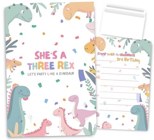 Invitaciones de cumpleaños de dinosaurio para una fiesta Three Rex inolvidable