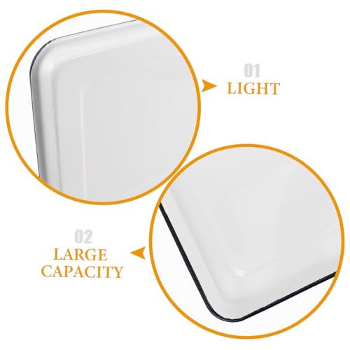 Plateau de cuisson rectangulaire émail blanc rétro NUOBESTY résistant pour le service à table