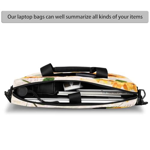AUUXVA Vintage Flowers Sunflowers Laptop Bag Sleeve Case for Women Men Florals Leaves Briefcase Tablet Messenger Shoulder Bag with Strap Notebook Computer Case 14 15.6 16 Inch for Business3