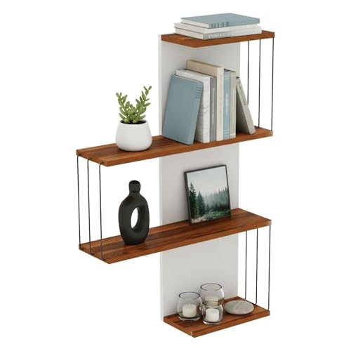 Étagère murale chêne et blanc Hadar 64x19x96 cm - 4