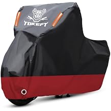 Motorcycle Cover, All Season Waterproof UV & Rain Resistant Outdoor Cover with Night Reflective & Storage Bag, Fits Most Motorcycles, Cruisers, Sportbikes, Dirt Bikes, Scooters up to 86"