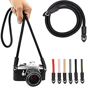 Eorefo Camera Strap Vintage 100cm Nylon Climbing Rope Camera Neck Shoulder Strap for Micro Single and DSLR Camera.(Black…