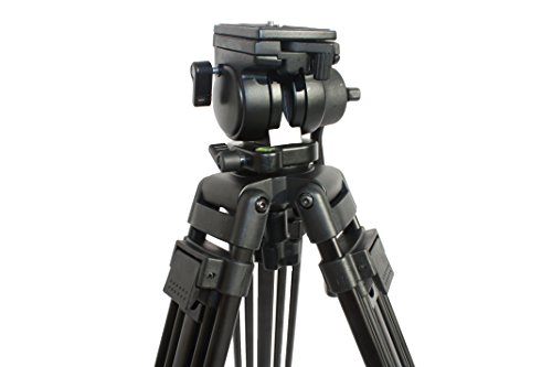 Image of Professional Video Tripod ST-650, 65mm Bowl, 62 inch Height, with 2 Quick Release Plates, Fluid Head and Travel Bag