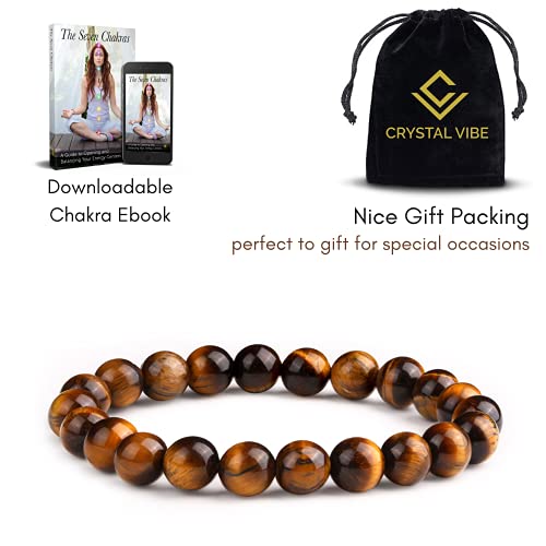 Crystal Vibe 8Mm Beads Tiger Eye Bracelet For Women Men - Tiger Eye Crystal Bracelet For Spiritual Healing Positive Energy #TOP6