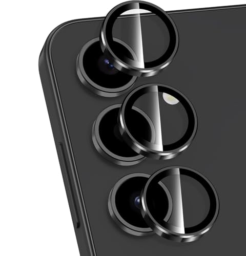 Image of Skinomi Camera Lens Protector Compatible with Samsung Galaxy S24 Plus [Anti-Scratch] Premium Tempered Glass Film Aluminum Alloy Lens Ring Cover- Titanium Black