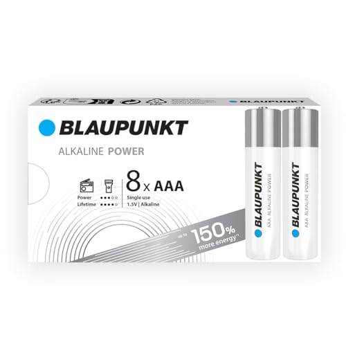 BLAUPUNKT AAA Alkalibatterien Packung mit 8, am besten für Wanduhren und TV-Fernbedienungen, LR03BPO/8CB
