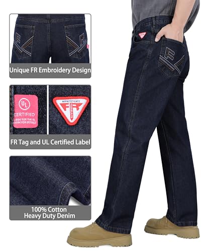 TICOMELA FR Jeans for Men Flame Resistant Pants 11.5oz 100% Cotton Heavy Duty Denim Pre-Washed Relaxed FR Jeans2