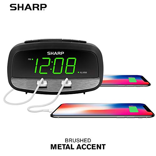 Sharp Digital Clock With Alarm And Dual Usb Fastcharge Charging Ports - Charge Your Phone Bedside - Battery Back-Up - Easy To Use #TOP1